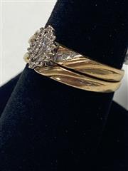 10K YELLOW GOLD DIAMOND CLUSTER RING SIZE 7.75 3.7G